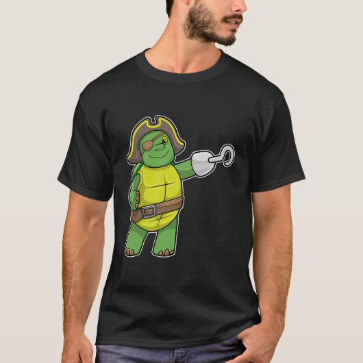 Schildpad als Piraat met gebookte hand- en oogpatc T-shirt (Voorkant)