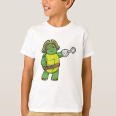 Schildpad als Piraat met gebookte hand- en oogpatc T-shirt (Voorkant)