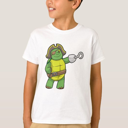 Schildpad als Piraat met gebookte hand- en oogpatc T-shirt (Voorkant)