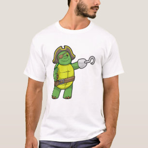 Schildpad als Piraat met gebookte hand- en oogpatc T-shirt
