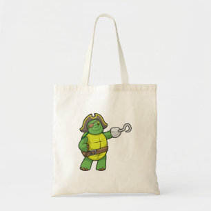 Schildpad als Piraat met gebookte hand- en oogpatc Tote Bag