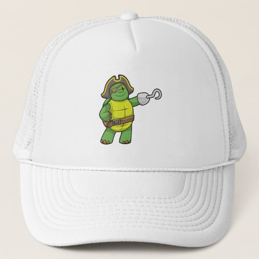 Schildpad als Piraat met gebookte hand- en oogpatc Trucker Pet (Voorkant)