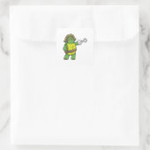 Schildpad als Piraat met gebookte hand- en oogpatc Vierkante Sticker (Tas)