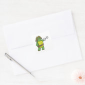 Schildpad als Piraat met gebookte hand- en oogpatc Vierkante Sticker (Envelop)