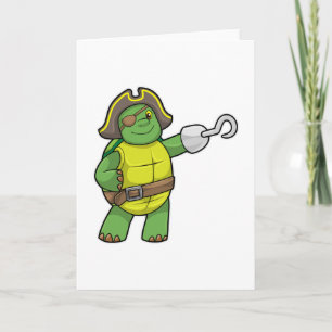 Schildpad als piraat met haakhand & Ooglapje Kaart