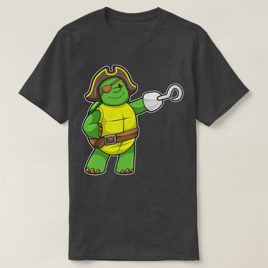 Schildpad als Piraat met Hooked hand Eye patch T-shirt (Design voorkant)