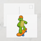 Schildpad als skateboarder met skateboard en helm briefkaart (Voorkant / Achterkant)
