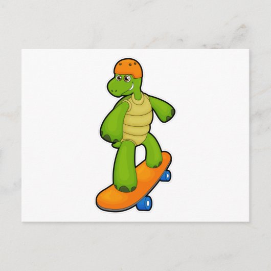 Schildpad als skateboarder met skateboard en helm briefkaart (Voorkant)