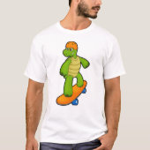 Schildpad als skateboarder met skateboard en helm t-shirt (Voorkant)