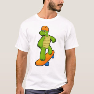 Schildpad als skateboarder met skateboard en helm t-shirt