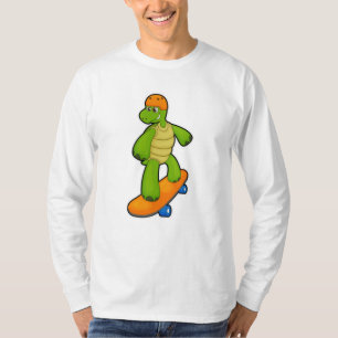 Schildpad als skateboarder met skateboard en helm t-shirt
