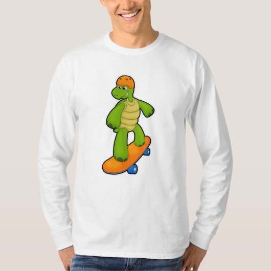Schildpad als skateboarder met skateboard en helm t-shirt (Voorkant)