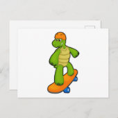 Schildpad als Skateboarder met Skateboard & Helm Briefkaart (Voorkant / Achterkant)