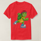 Schildpad als Skater met Inline schaatsen Helm T-shirt (Design voorkant)