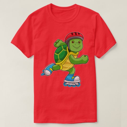 Schildpad als Skater met Inline schaatsen Helm T-shirt (Design voorkant)