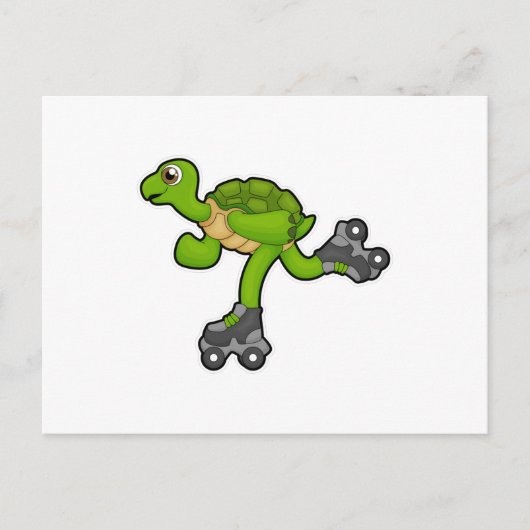 Schildpad als Skater met Inline skates Briefkaart (Voorkant)