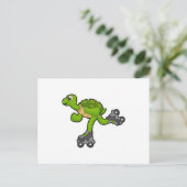 Schildpad als Skater met Roller-schaatsen Briefkaart (Staand voorkant)