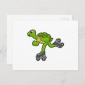 Schildpad als Skater met Roller-schaatsen Briefkaart (Voorkant / Achterkant)