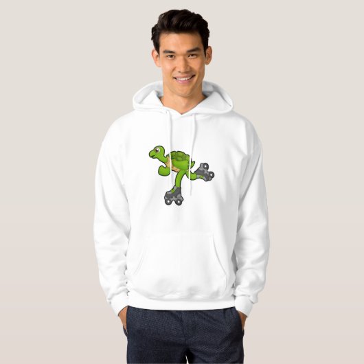 Schildpad als Skater met Roller-schaatsen Hoodie (Voorkant volledig)