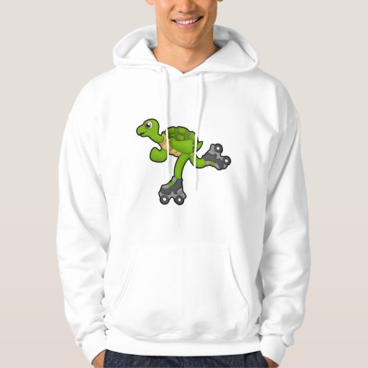 Schildpad als Skater met Roller-schaatsen Hoodie (Voorkant)