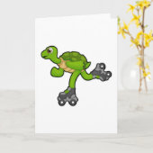 Schildpad als Skater met Roller-schaatsen Kaart (Gele Bloem)