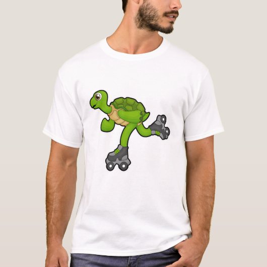 Schildpad als Skater met Roller-schaatsen T-shirt (Voorkant)