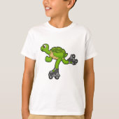 Schildpad als Skater met Roller-schaatsen T-shirt (Voorkant)