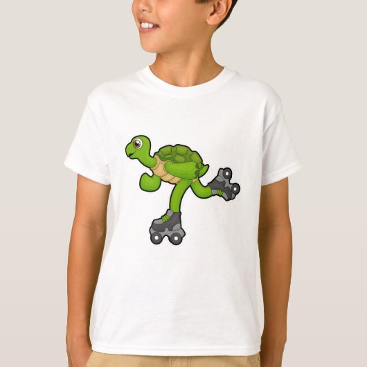 Schildpad als Skater met Roller-schaatsen T-shirt (Voorkant)