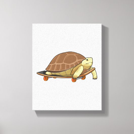 Schildpad als Skater met skateboard Canvas Afdruk (Voorkant)