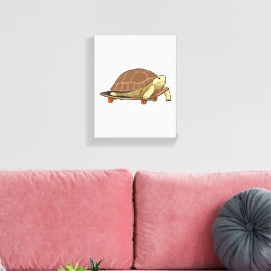Schildpad als Skater met skateboard Canvas Afdruk (Insitu (Woonkamer))