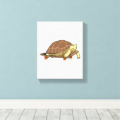 Schildpad als Skater met skateboard Canvas Afdruk (Insitu (Houten vloer))