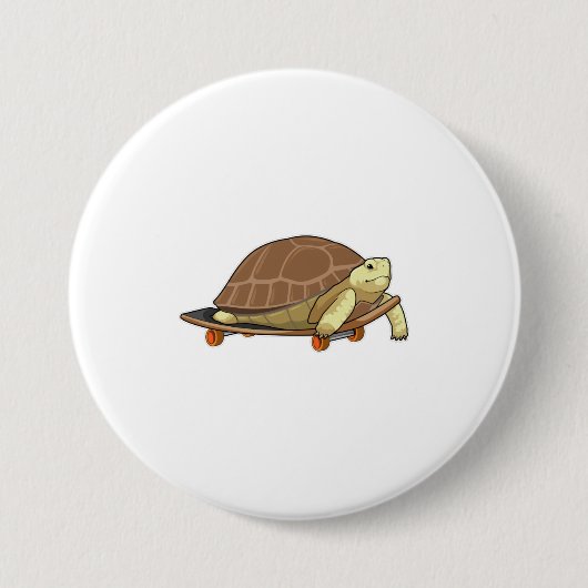 Schildpad als Skater met skateboard Ronde Button 7,6 Cm (Voorkant)