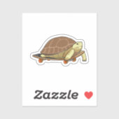 Schildpad als Skater met skateboard Sticker (Vel)