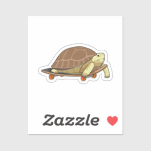 Schildpad als Skater met skateboard Sticker