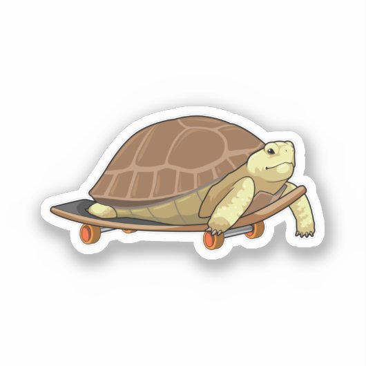 Schildpad als Skater met skateboard Sticker (Voorkant)