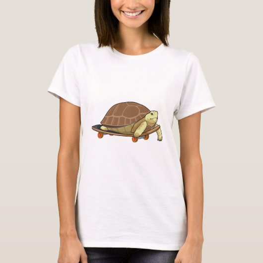 Schildpad als Skater met skateboard T-shirt (Voorkant)
