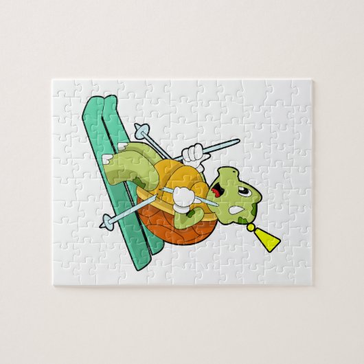 Schildpad als skiër legpuzzel (Horizontaal)