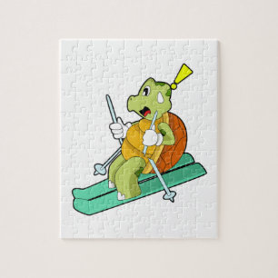 Schildpad als skiër legpuzzel