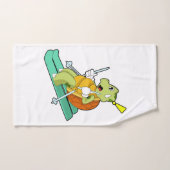 Schildpad als skiër met ski handdoek (Handdoek)