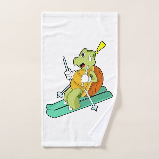 Schildpad als skiër met ski handdoek (Handdoek)
