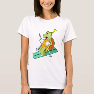 Schildpad als skiër t-shirt