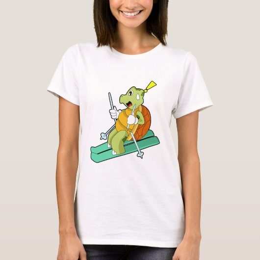 Schildpad als skiër t-shirt (Voorkant)