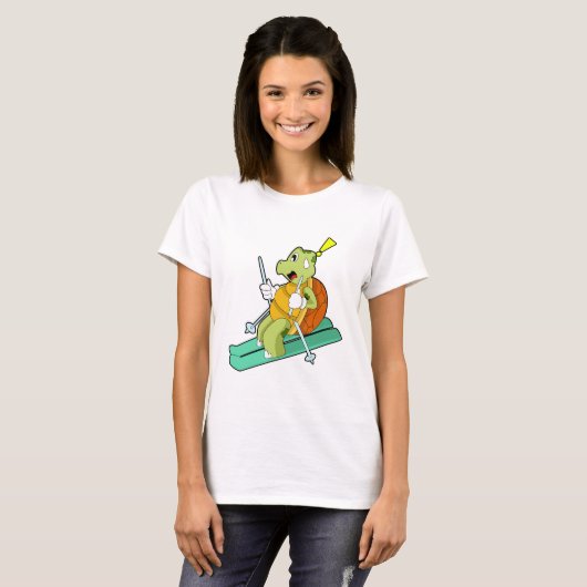 Schildpad als skiër t-shirt (Voorkant volledig)