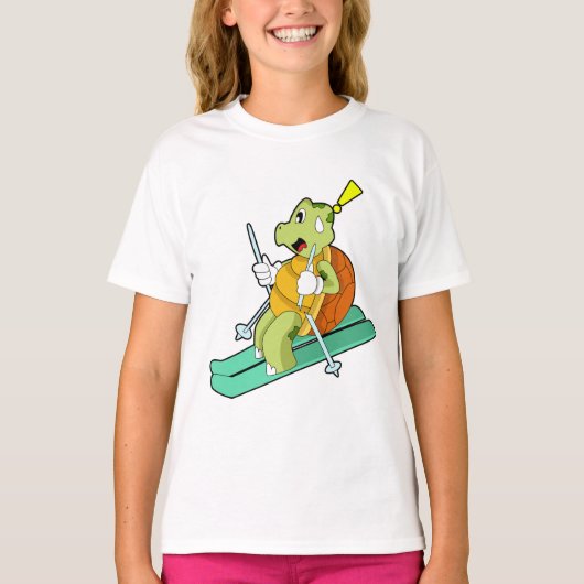 Schildpad als skiër t-shirt (Voorkant)