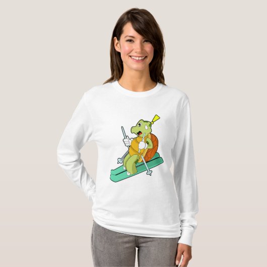 Schildpad als skiër t-shirt (Voorkant volledig)