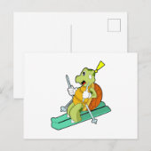 Schildpad als Skiloper met Ski Briefkaart (Voorkant / Achterkant)