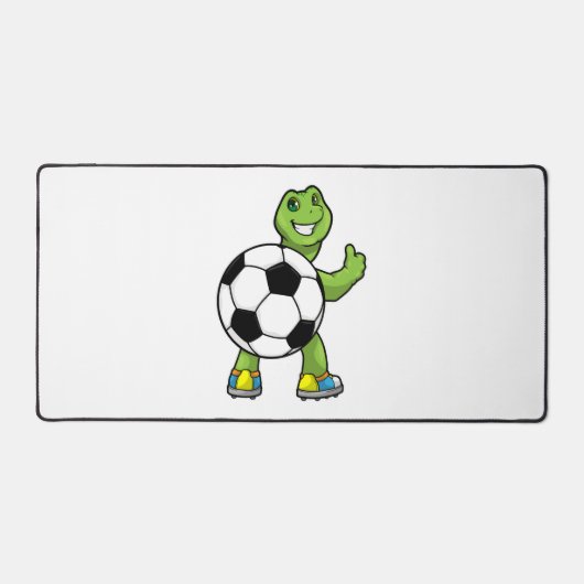 Schildpad als voetballer met voetbal bureaumat (Voorkant)