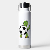Schildpad als voetballer met voetbal waterfles (Voorkant)