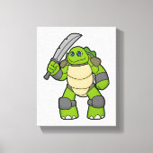 Schildpad als Warrior met zwaard Canvas Afdruk (Voorkant)