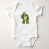 Schildpad als Warrior met zwaard Romper (Voorkant)